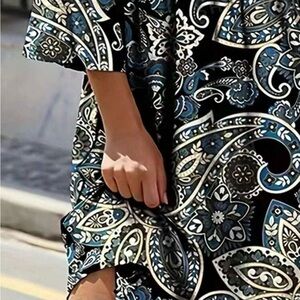 Paisley print dress 3/4 length sleeves